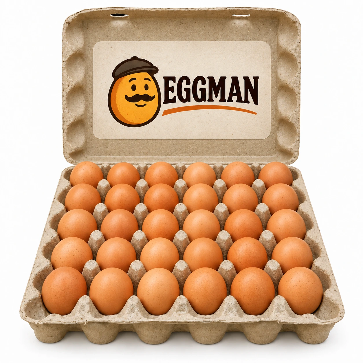 Eggman branded carton containing 30 eggs